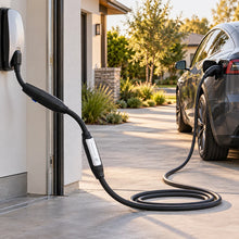 VOLGOO NACS extension cable reaching an EV in a driveway